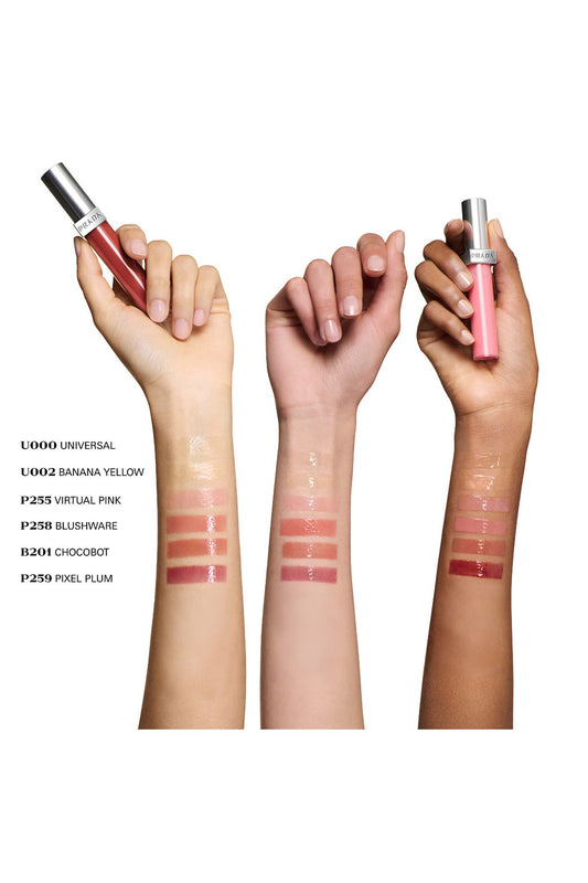 Prada Reflection Glossy Liquid Balm applied on lips