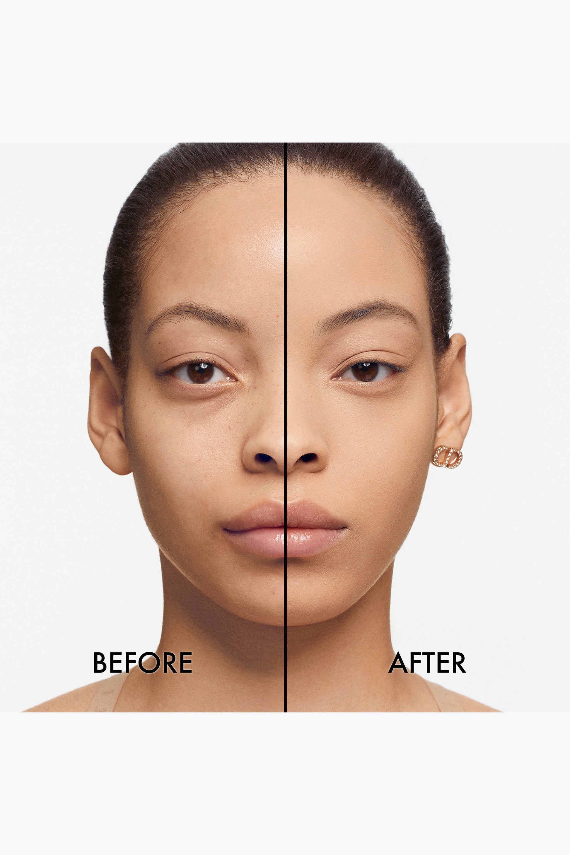 Dior Forever Skin Wear Foundation shade 2.5W before and after on model
