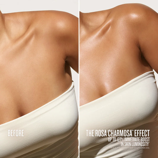 Sol de Janeiro before and after side by side look showcasing a luminous skin glowing effect at ZARÉ Cosmetics
