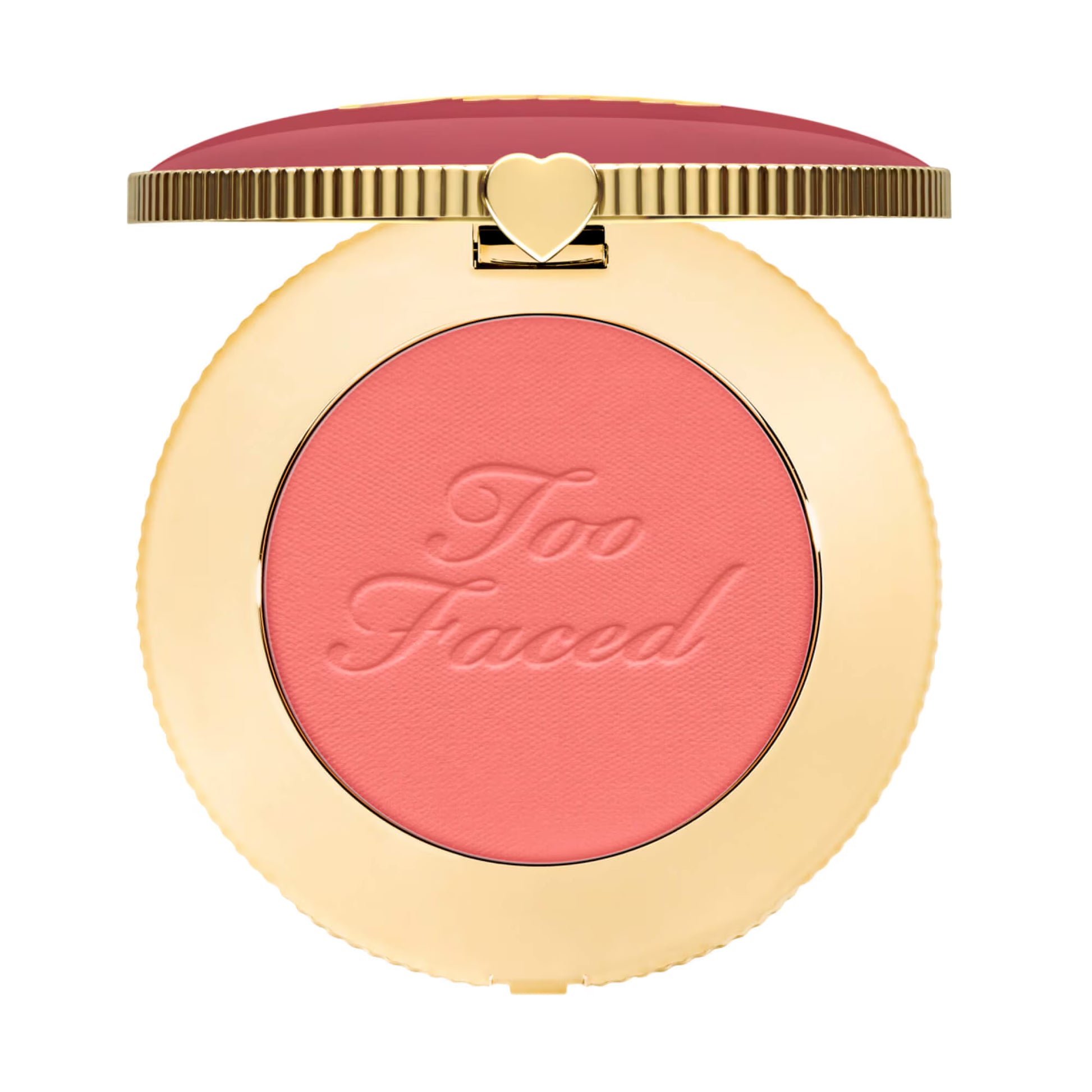 Too Faced Cloud Crush Blush in Head in the Clouds shade in gold compact.
