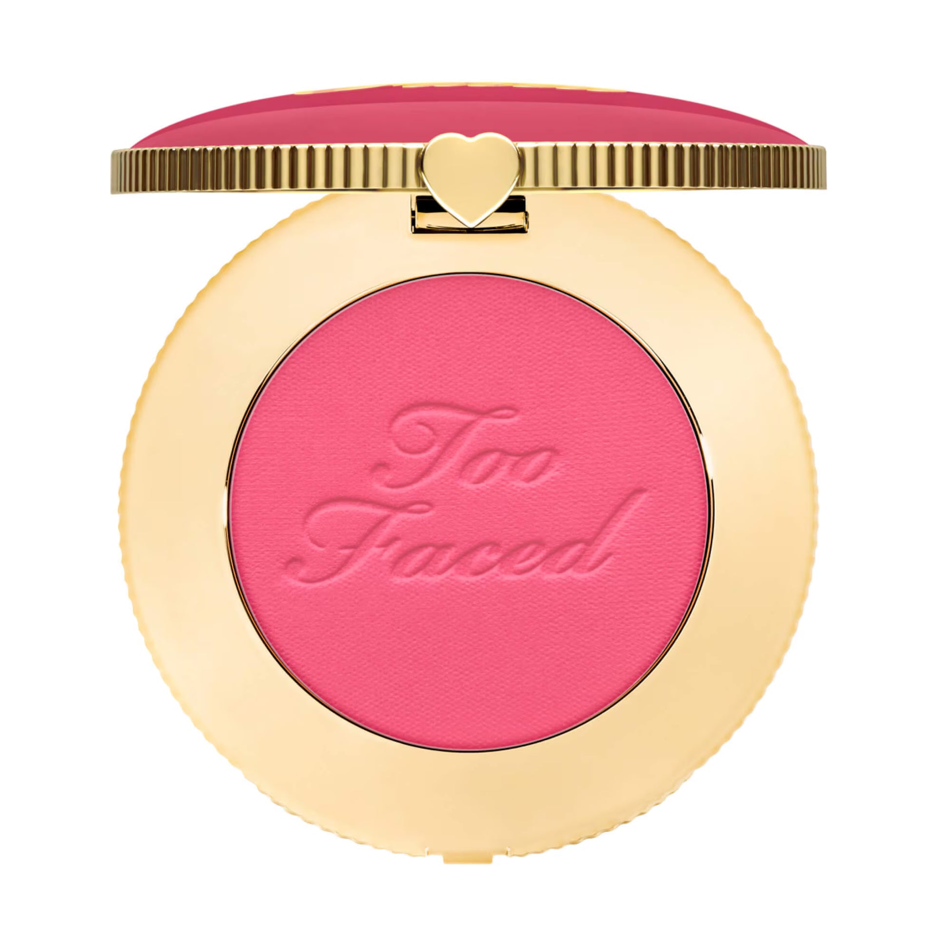 Too Faced Cloud Crush Blush in Watermelon Rain shade in gold compact.