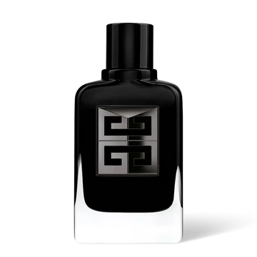 Givenchy Gentleman Society Eau de Parfum Extreme black bottle with white florals, coffee beans, and woody fragrance notes.