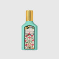 Gucci Flora Gorgeous Jasmine luxury women's perfume featuring jasmine-inspired floral design and turquoise glass bottle.