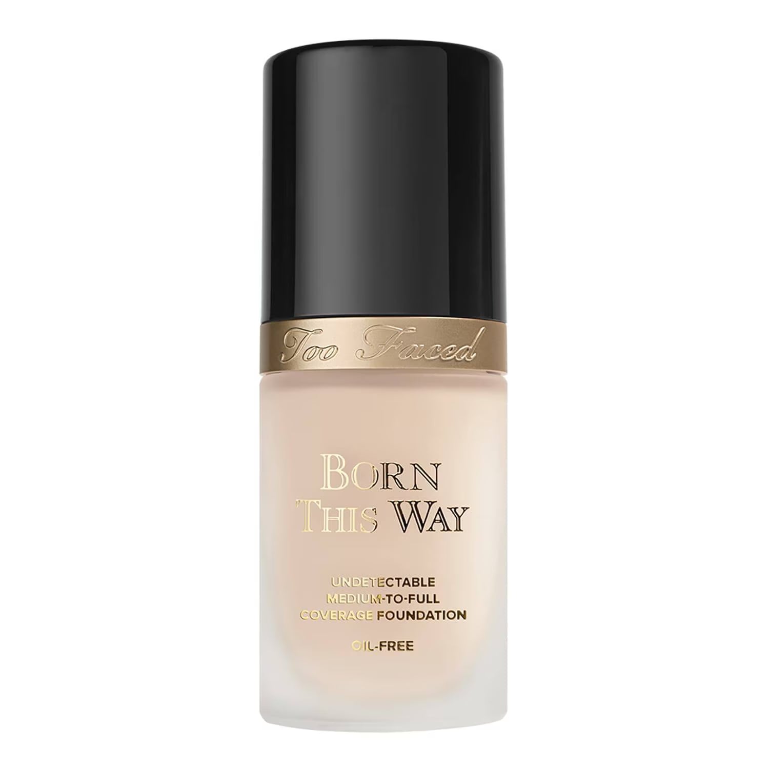 Too Faced Born This Way Foundation in Snow shade bottle.