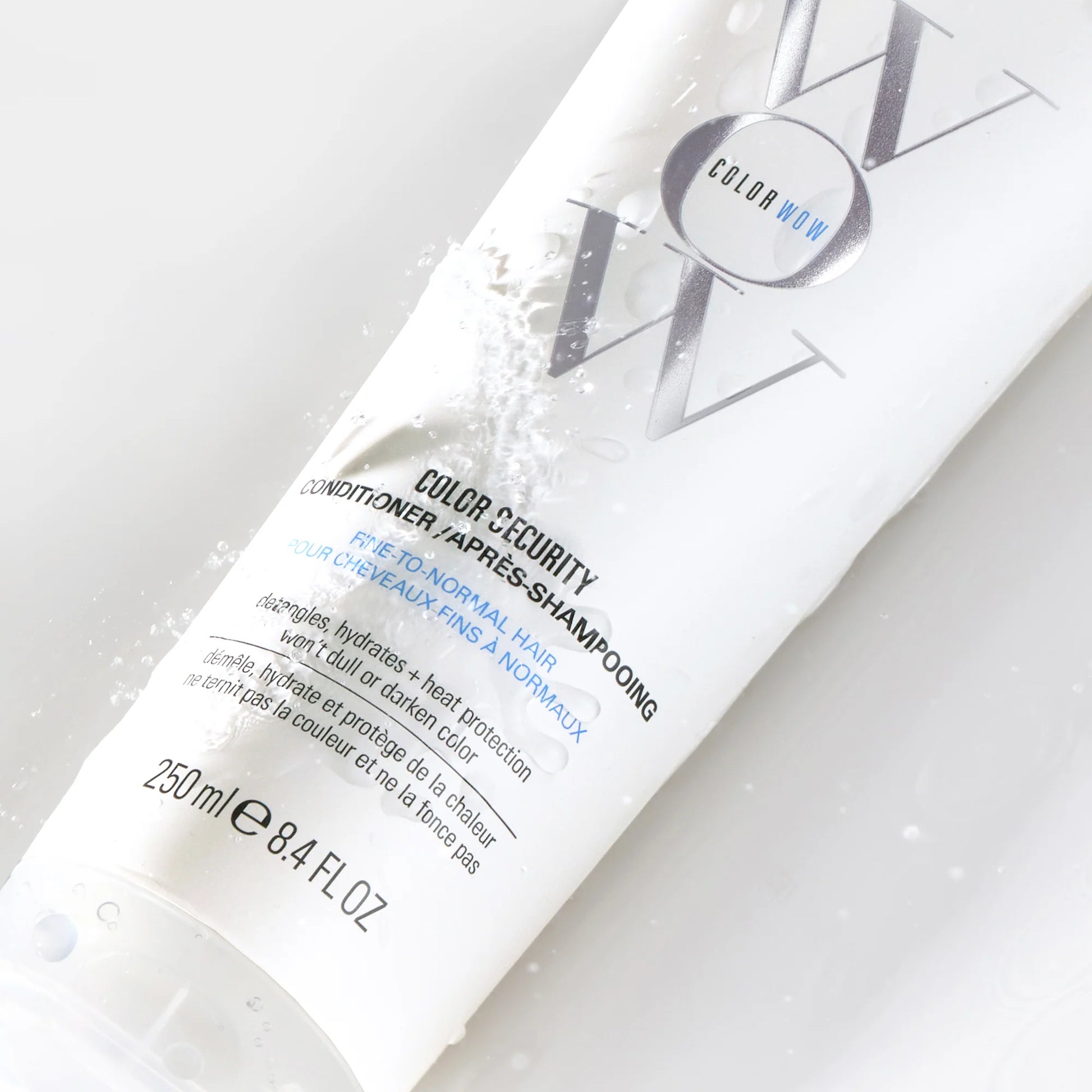 Color Wow Color Security Conditioner 250ml tube displayed on white background with premium salon-style lighting and soft shadow