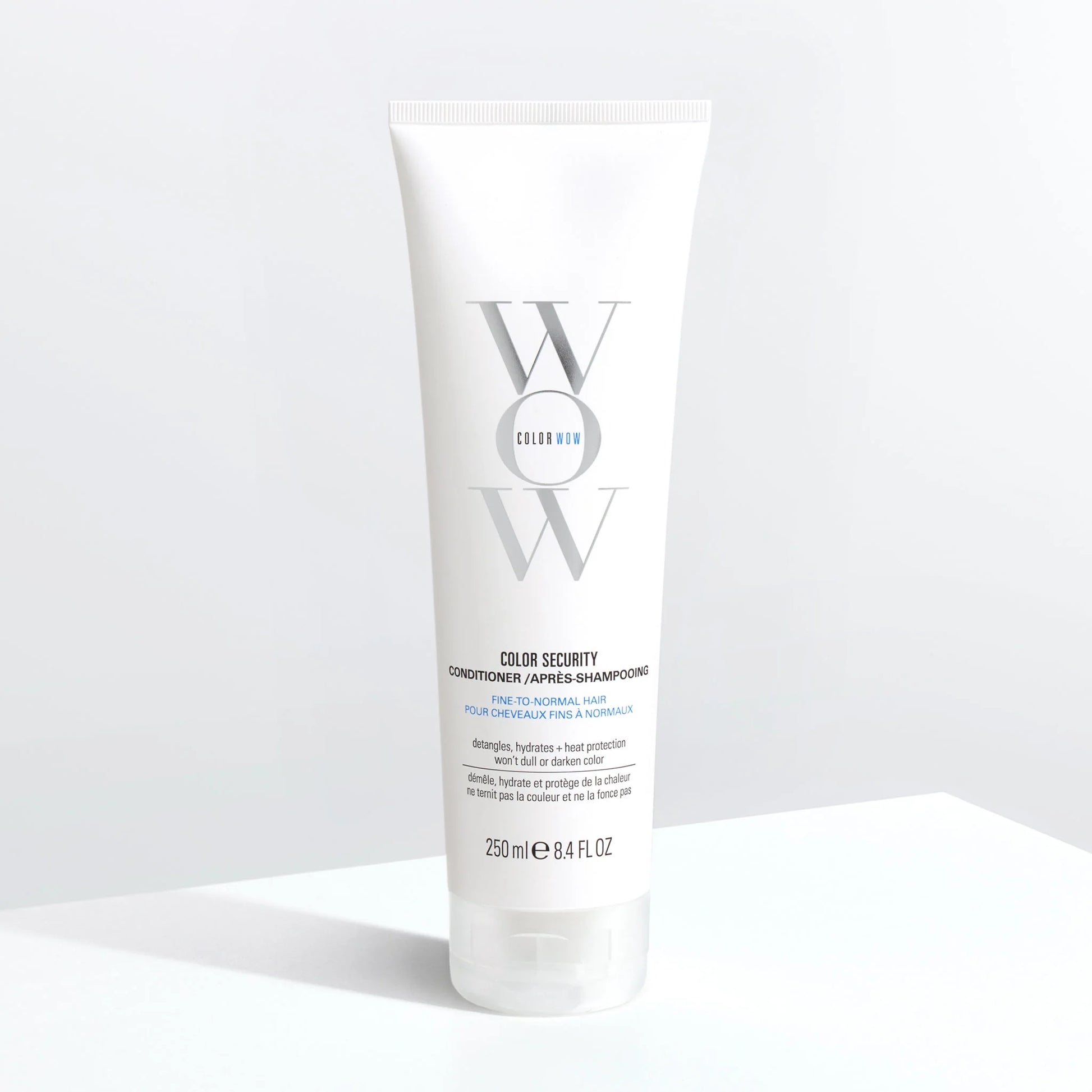 Color Wow Color Security Conditioner for Fine to Normal Hair 250ml white bottle with silver branding shown in clean studio lighting