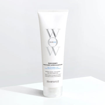 Color Wow Color Security Conditioner for Fine to Normal Hair 250ml white bottle with silver branding shown in clean studio lighting