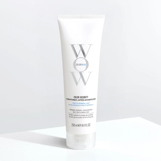 Color Wow Color Security Conditioner for Fine to Normal Hair 250ml white bottle with silver branding shown in clean studio lighting