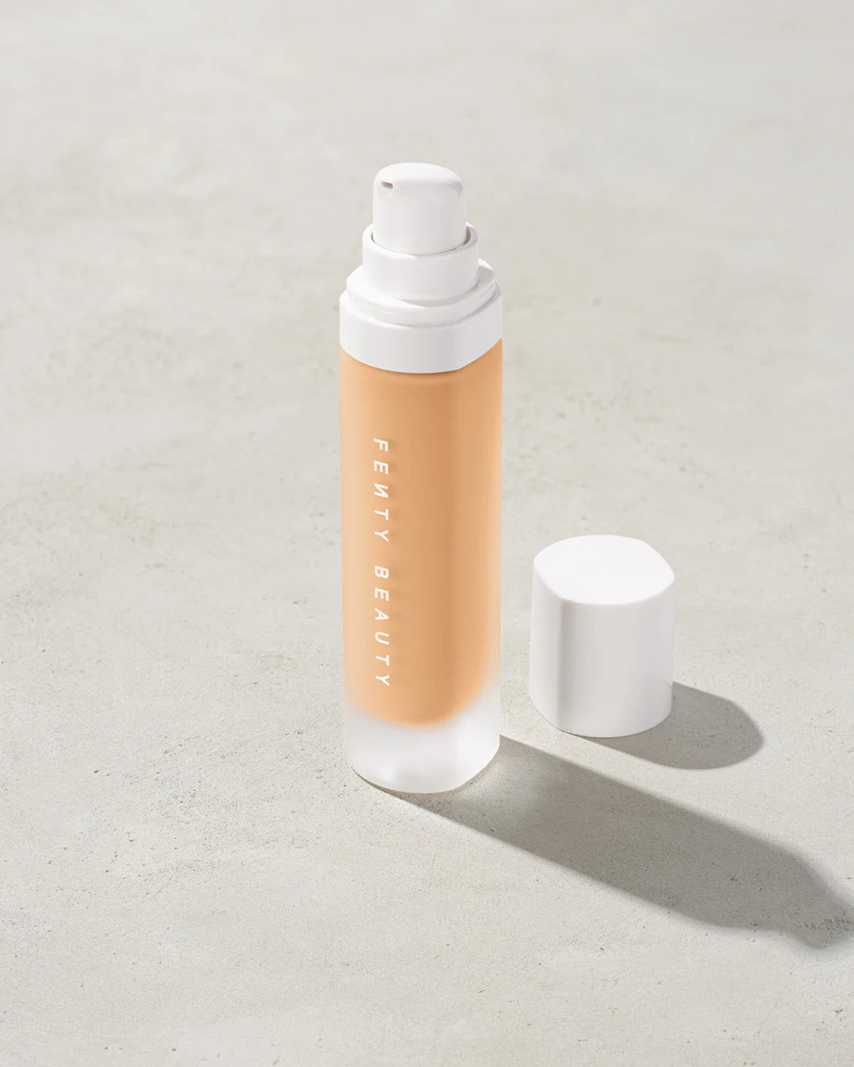 Fenty Beauty Pro Filt’r Soft Matte Longwear Foundation shade 200 bottle on neutral background.