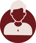 Minimalist man face graphic avatar profile icon inside a maroon circular logo backdrop at ZARÉ Cosmetics