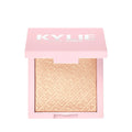 Kylie Cosmetics Kylighter illuminating powder highlighter in a light gold shade with a pink compact at ZARÉ Cosmetics