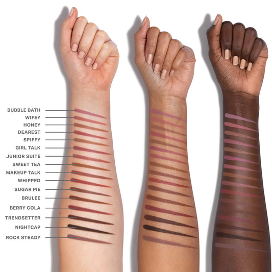 Arm swatches of Morphe Signature Lip Pencil shades