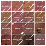 Smeared swatches of the Morphe Signature Lip Pencil shade range