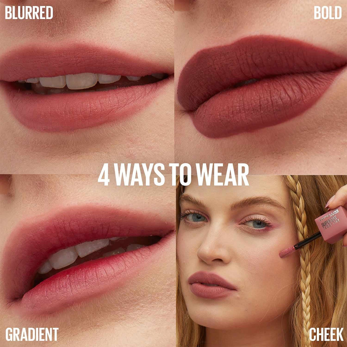Maybelline Super Stay Teddy Tint ways to wear the matte lip tint, from a soft stain to full colour