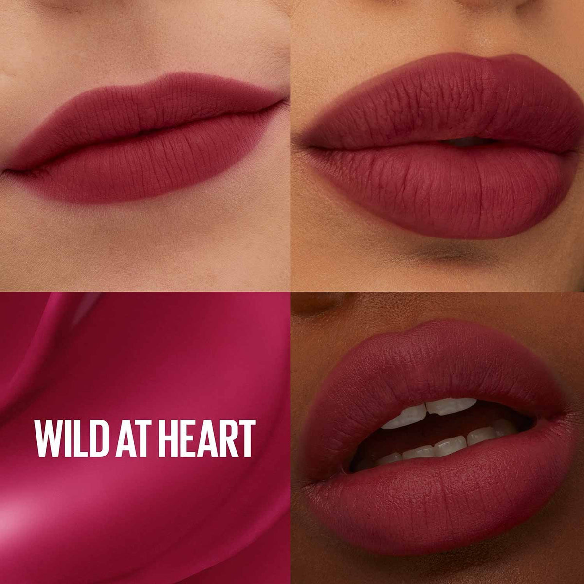 Maybelline Super Stay Teddy Tint shade card featuring 50 Wild at Heart