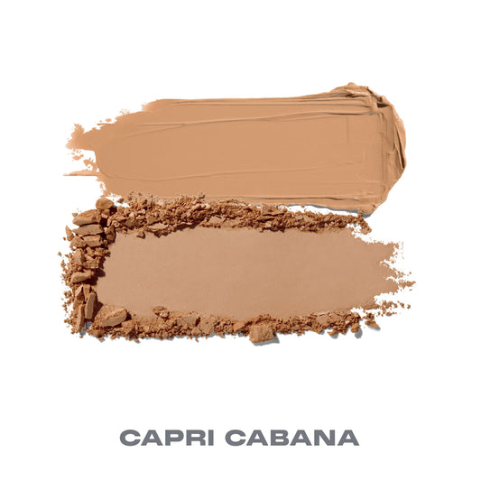 Texture smears of the Morphe Cheek Thrills Bronze & Tone Duo in Capri Cabana showing the cream and powder shades
