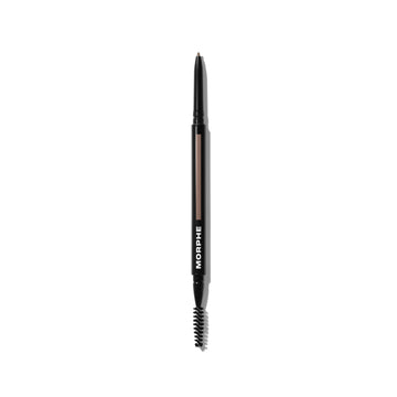 Morphe Micro Brow Pencil in Hazelnut, open dual-ended brow pencil with spoolie