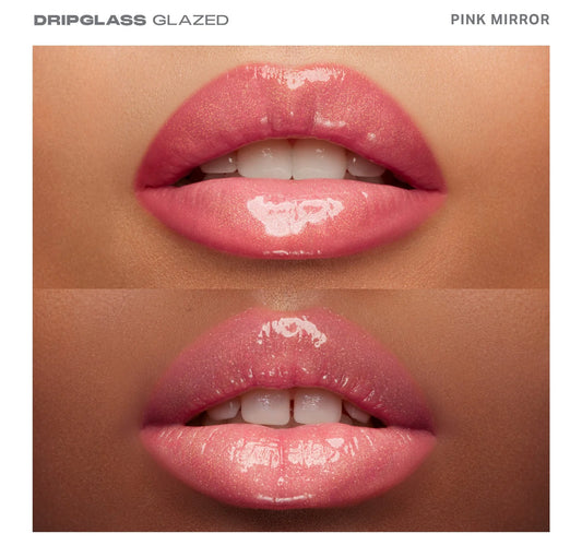 Close-up of Morphe Dripglass Glazed High Shine Lip Gloss in Pink Mirror showing the glossy texture