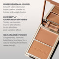 Open Morphe Cheek Thrills Bronze & Tone Duo compact with benefit callouts for dimensional duos and a seamless finish
