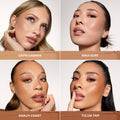 Four models wearing Morphe Cheek Thrills Bronze & Tone Duos for a sun-kissed, sculpted look