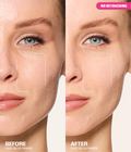 Huda Beauty Easy Blur Primer before and after on skin, no retouching