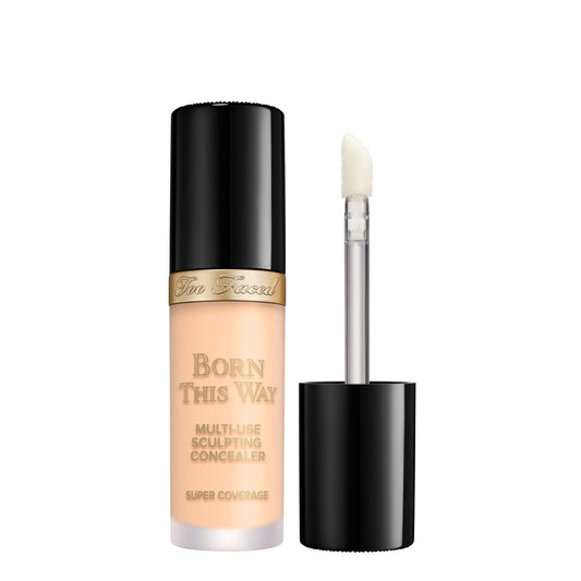 Too Faced Born This Way Super Coverage Multi-Use Concealer in Porcelain shade with applicator.