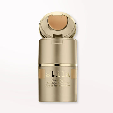 Stila Stay All Day liquid foundation and open cap concealer palette in a gold bottle on ZARÉ Cosmetics