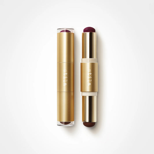 Stila dual-ended contour and blush stick in a gold luxury casing isolated on a white background at ZARÉ Cosmetics