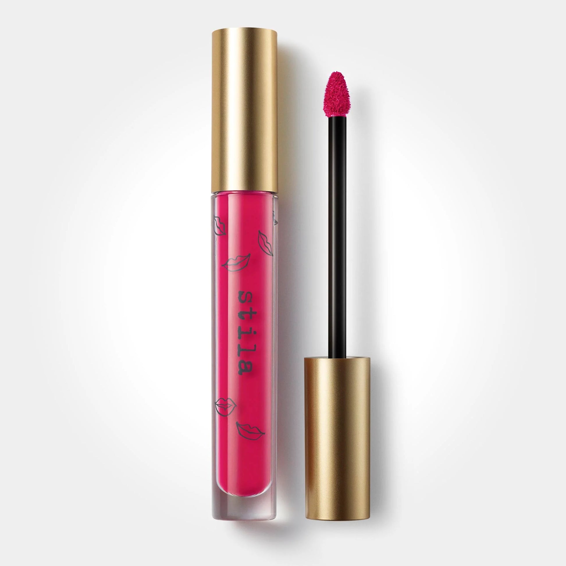 Stila Stay All Day liquid lipstick in Pinktini with a gold cap and a precise applicator wand at ZARÉ Cosmetics