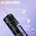 Urban Decay All Nighter setting spray infographic breaking down key ingredients and hydrating benefits at ZARÉ Cosmetics