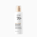 Anua Rice 70 Intensive Moisturizing Milk bottle in minimal white packaging with beige cap, displayed as a clean skincare product focused on hydration, glow, and barrier repair aesthetic.