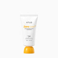 Anua Zero-Cast SPF 50 sunscreen tube with white and orange packaging, shown as a lightweight daily sun protection skincare product with clean minimal aesthetic.