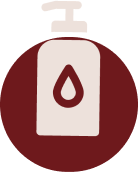 Minimalist body wash pump bottle icon with oil drop graphic inside a maroon circular logo backdrop at ZARÉ Cosmetics