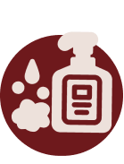 Minimalist foaming face wash pump bottle icon with soap bubbles graphic inside a maroon circular logo at ZARÉ Cosmetics