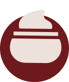 Minimalist cosmetic cream jar icon with skin moisturizer dollop inside a maroon circular backdrop at ZARÉ Cosmetics
