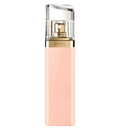 BOSS Ma Vie Eau de Parfum for Women 50ml featuring a sleek blush-pink bottle with a transparent geometric cap alongside its matching pastel pink fragrance box.