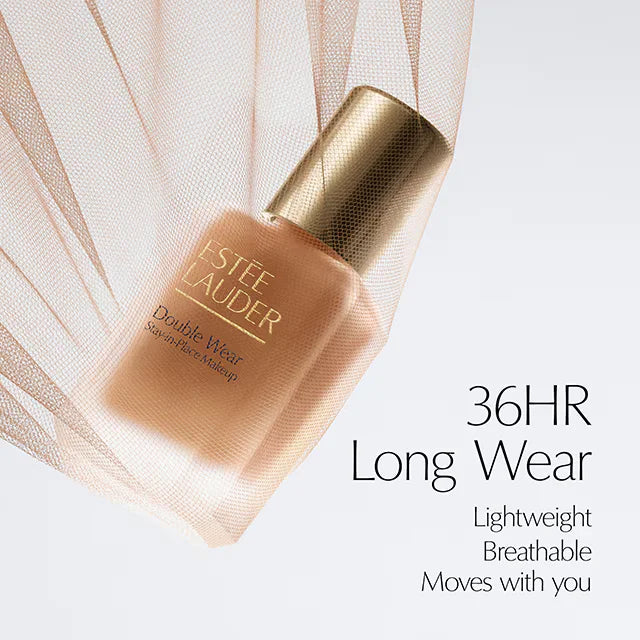 Estée Lauder Double Wear 36HR long wear foundation wrapped in lightweight mesh fabric at ZARÉ Cosmetics