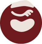 Minimalist skincare under eye patch icon with eyebrow and lash graphic inside a maroon circular backdrop at ZARÉ Cosmetics