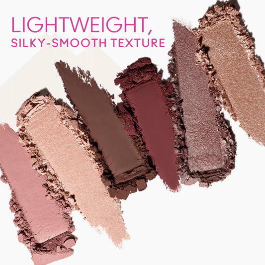 MAC cosmetics silky-smooth matte and shimmer eyeshadow texture swatches in pink and plum shades at ZARÉ Cosmetics