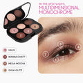 MAC eyeshadow palette application guide with shades Haux and Mega-Mocha on a model eye lookup infographic at ZARÉ Cosmetics