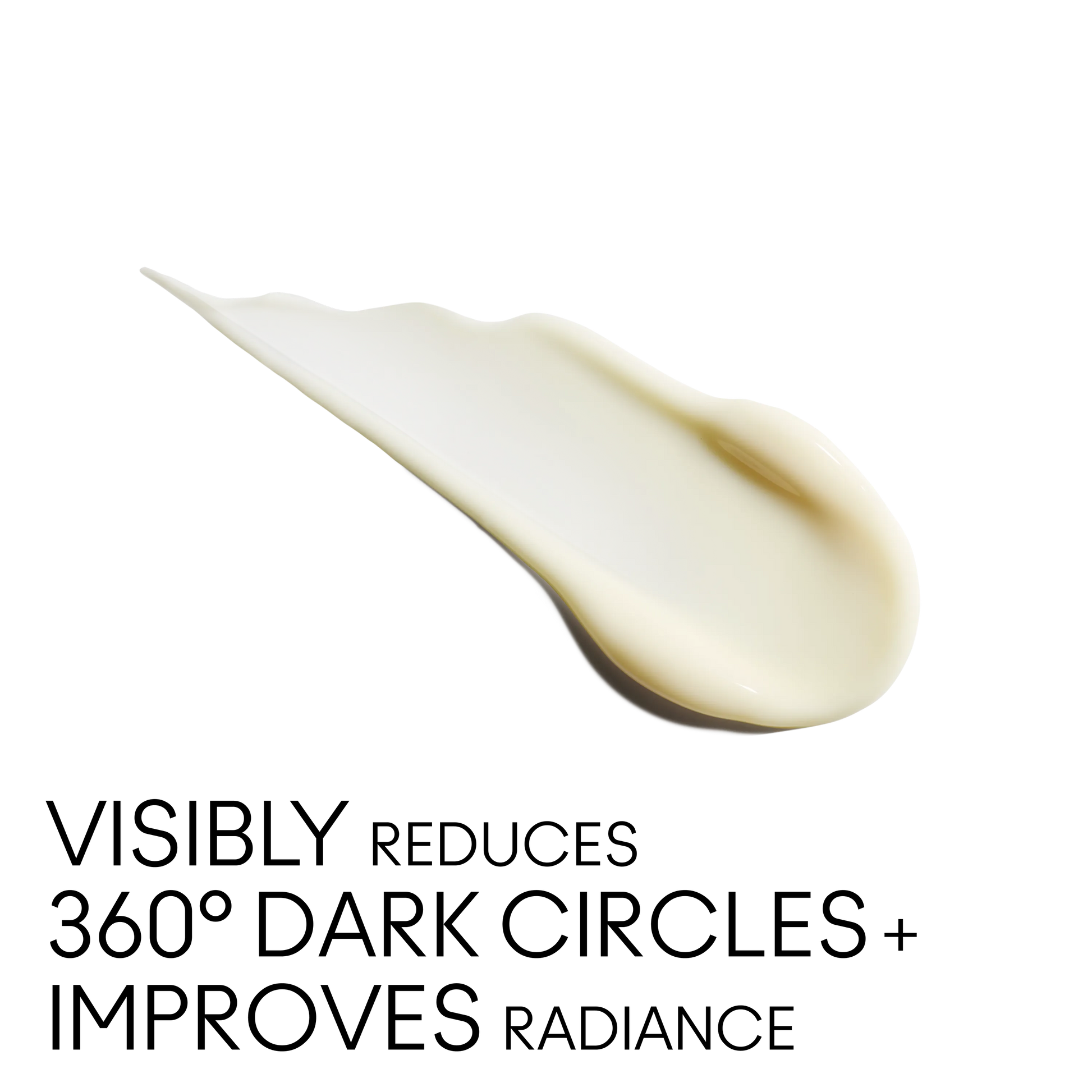 Creamy MAC Hyper Real Serumizer Eye texture swipe on black background.