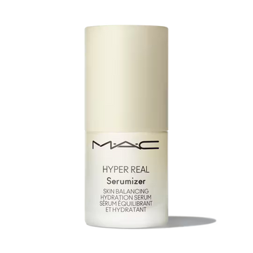 MAC Hyper Real Serumizer hydration serum bottle on black background.