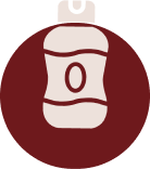 Minimalist shampoo bottle icon with an oval label and wavy graphics inside a maroon circular backdrop at ZARÉ Cosmetics