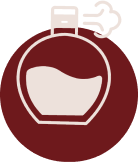 Minimalist perfume bottle mist spray icon graphic inside a maroon circular logo backdrop at ZARÉ Cosmetics