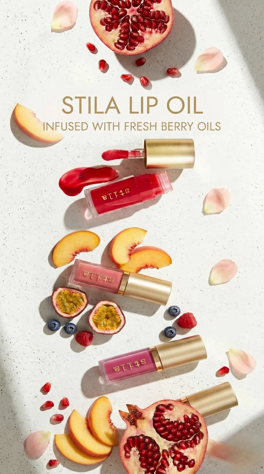 Stila Lip Oil infused with fresh berry oils mobile banner available on ZARÉ Cosmetics