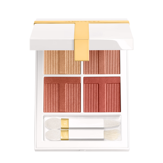 Tom Ford Soleil Eye Colour Quad Lumière in 40 Golden Hour palette on black background.