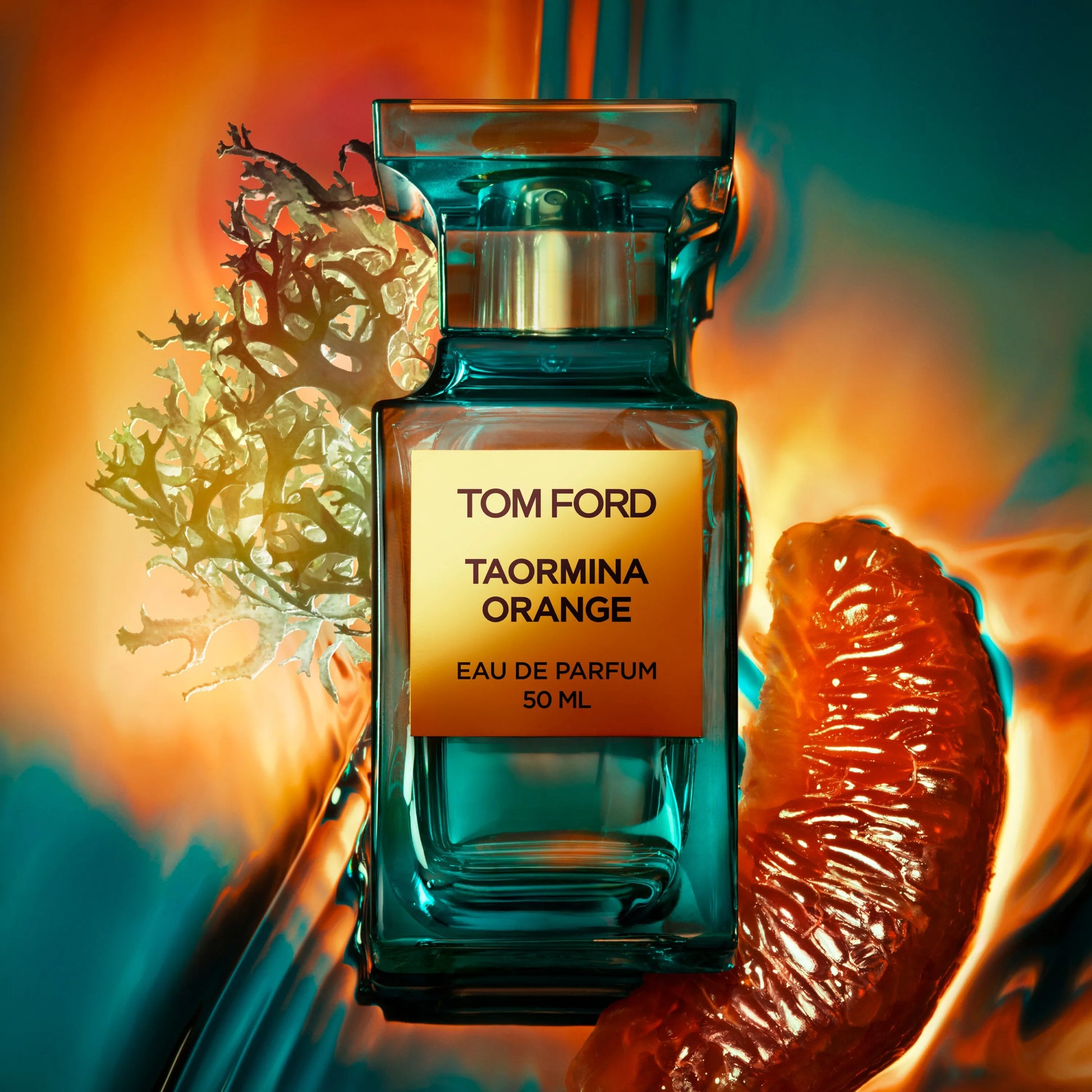 Tom Ford Taormina Orange perfume bottle with orange citrus and sea-inspired styling.