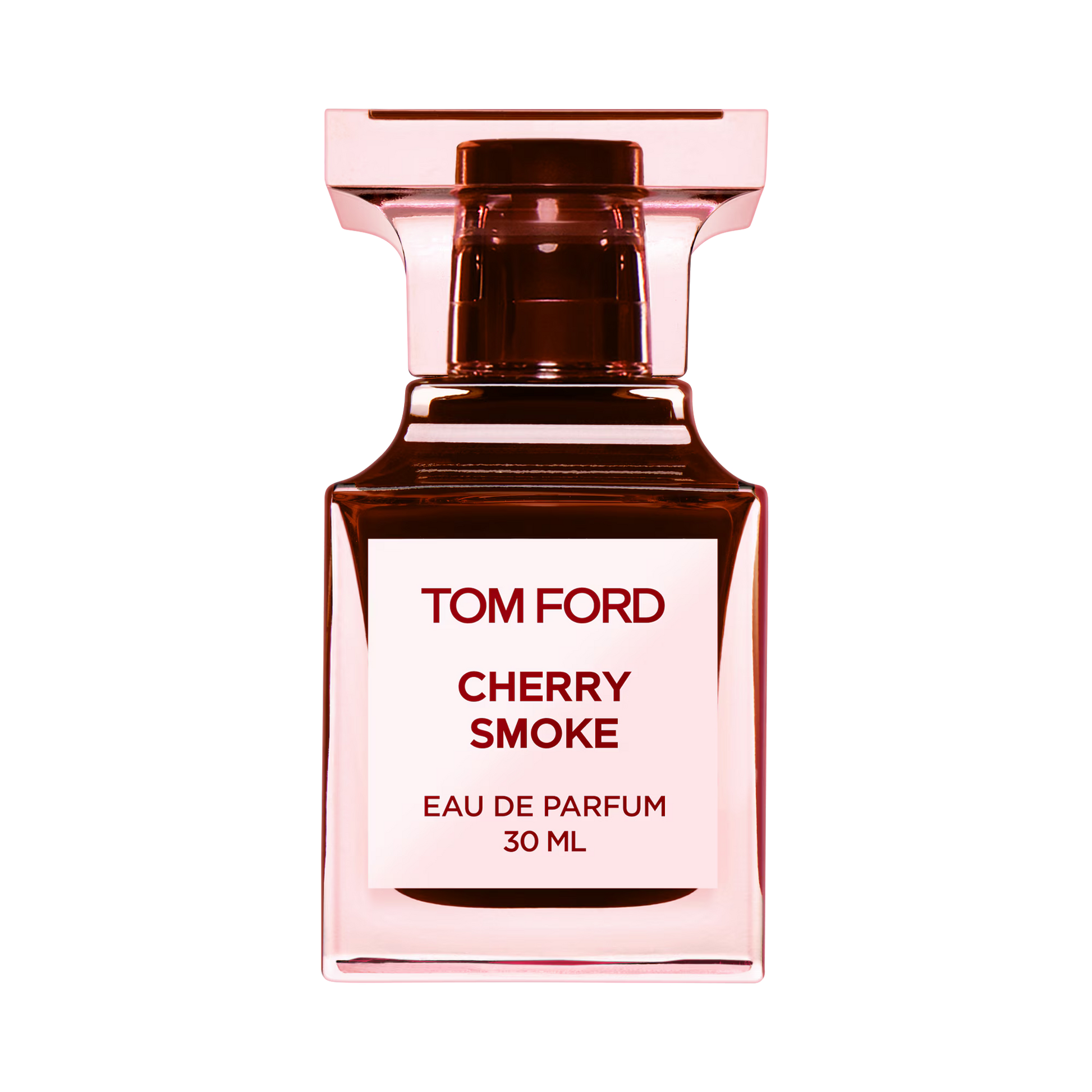 Tom Ford Cherry Smoke Eau de Parfum bottle on black background.