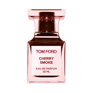 Tom Ford Cherry Smoke Eau de Parfum bottle on black background.