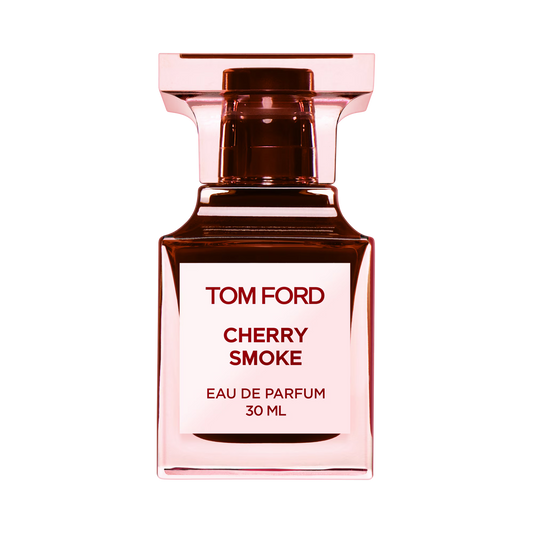 Tom Ford Cherry Smoke Eau de Parfum bottle on black background.